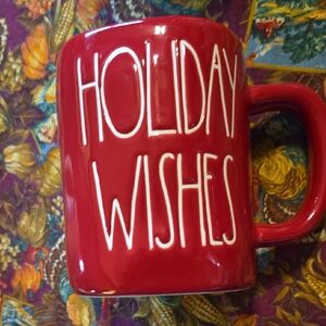 Rae Dunn Red Holiday Wishes Mug